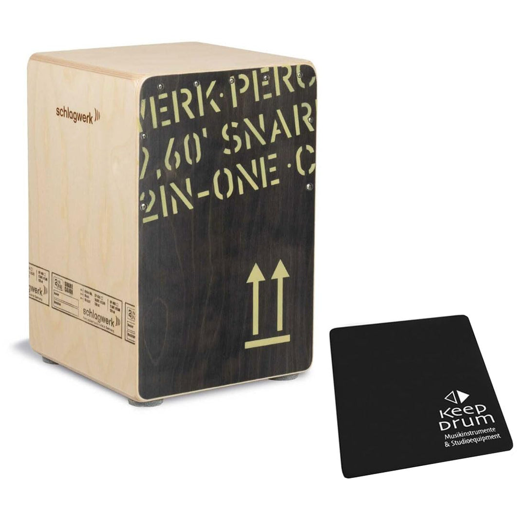 Schlagwerk CP 403 BLK 2inOne Snare Cajon Medium Black Edition + keepdrum Pad Sitzauflage