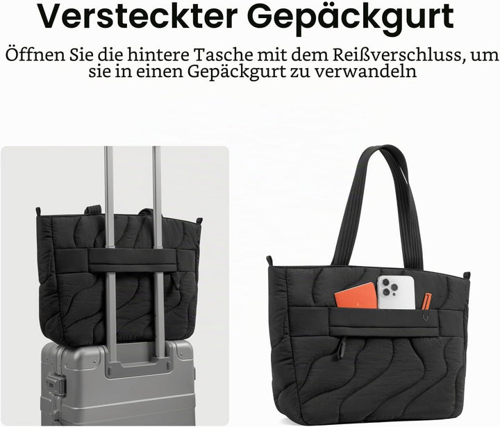 tomtoc Puffer Laptop Tragetasche für Damen, 10L Tote Bag für 13-14 Zoll Macbook, Leichte Schultertas