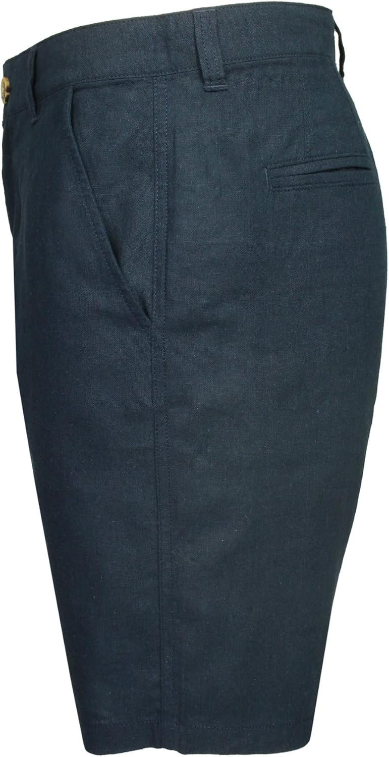 Xact Herren Leinen 23cm Tailored Chino Shorts, Regular Fit 32W Sky Captain Navy (Linen), 32W Sky Cap