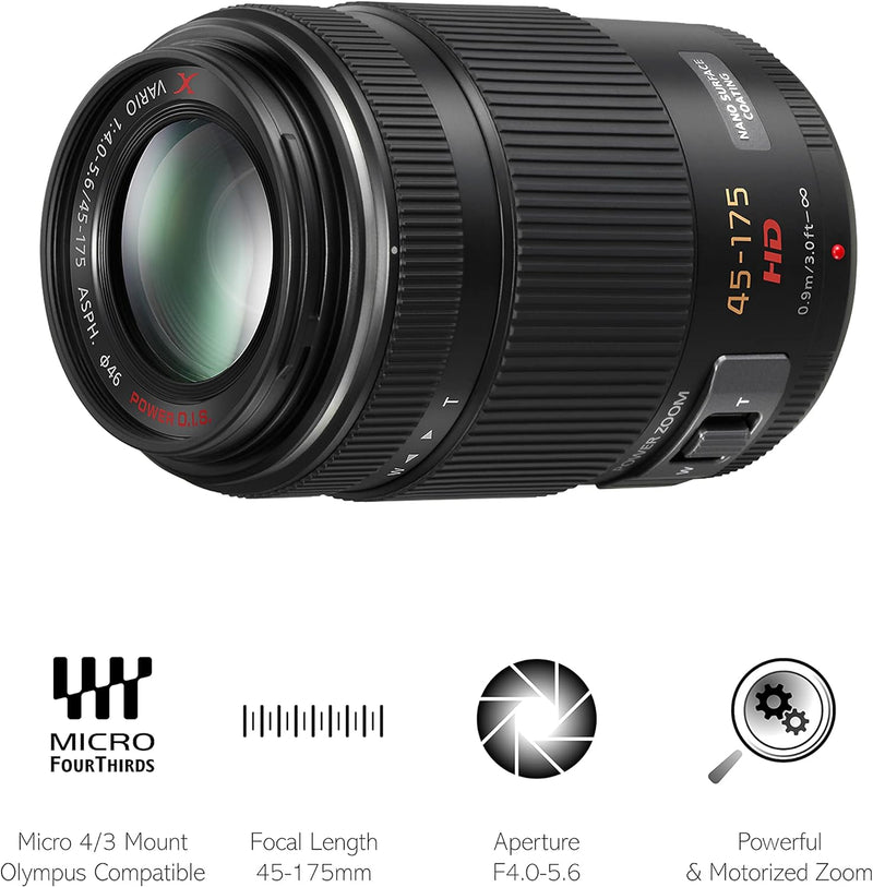 Panasonic H-PS45175E LUMIX G X Vario Tele Powerzoom 45-175mm F4.0-5.6 ASPH Objektiv (90-350 mm KB) s