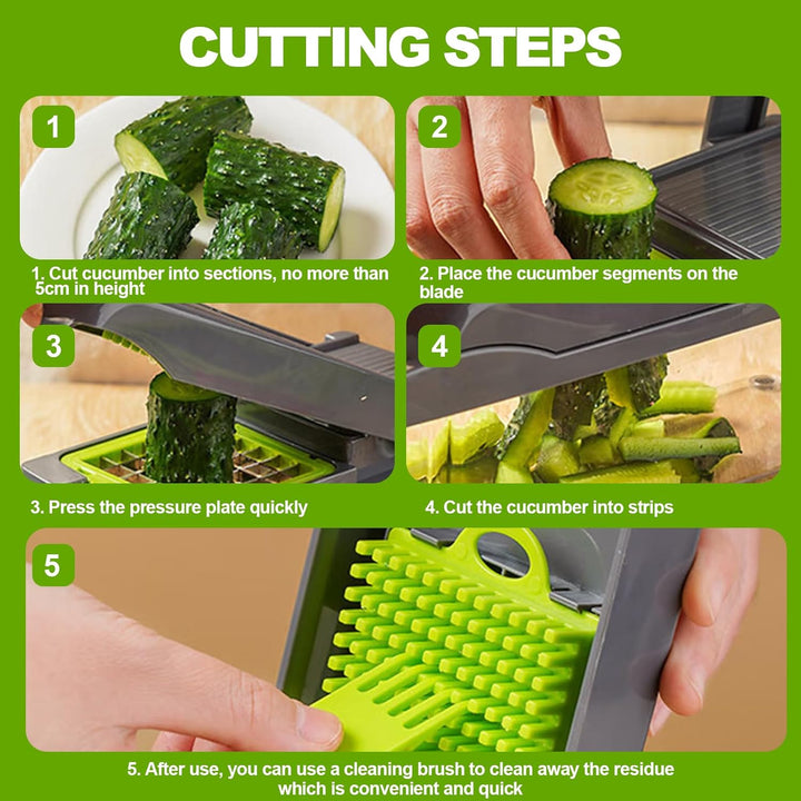 16-in-1 Gemüseschneider, Mandoline Gemüsehobel gemüseschneider Gemüseschneider für Würfel, Stifte, S