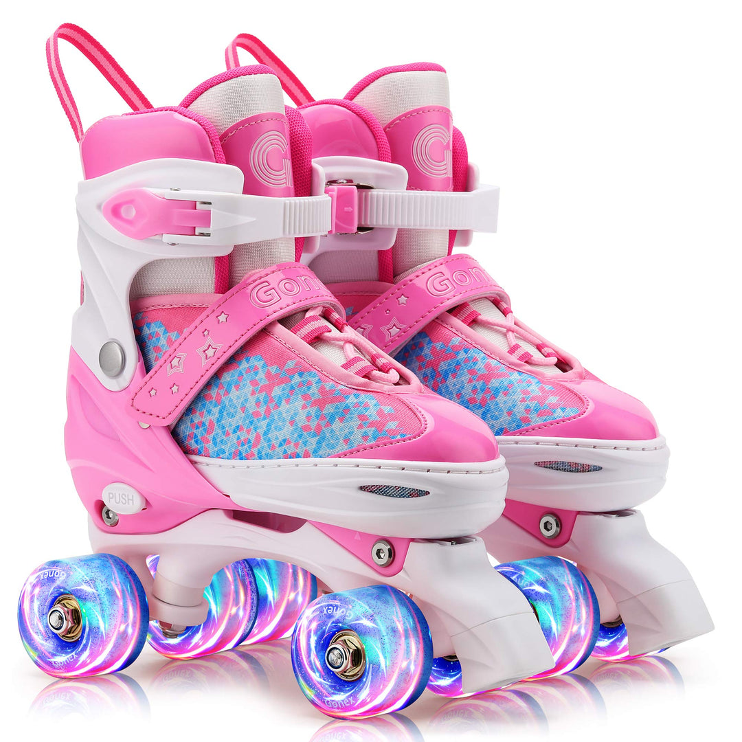 Gonex Verstellbar Rollschuhe, Leuchtenden Rädern Roller Skates für Mädchen Jungen Kinder Erwachsene