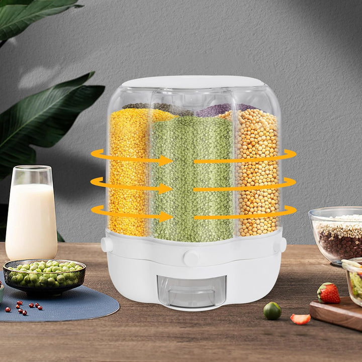 Getreidespender 360° Drehbarer Reisspender Rundspender für Trockenfutter Müslispender Küche Aufbewah