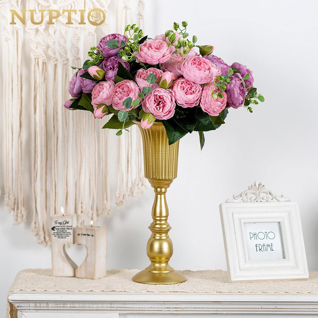 NUPTIO 2 Stück Geblühte Metall Trompetenvase Elegante Vase mit Mittelstücken für Hochzeitsfeiern, 31