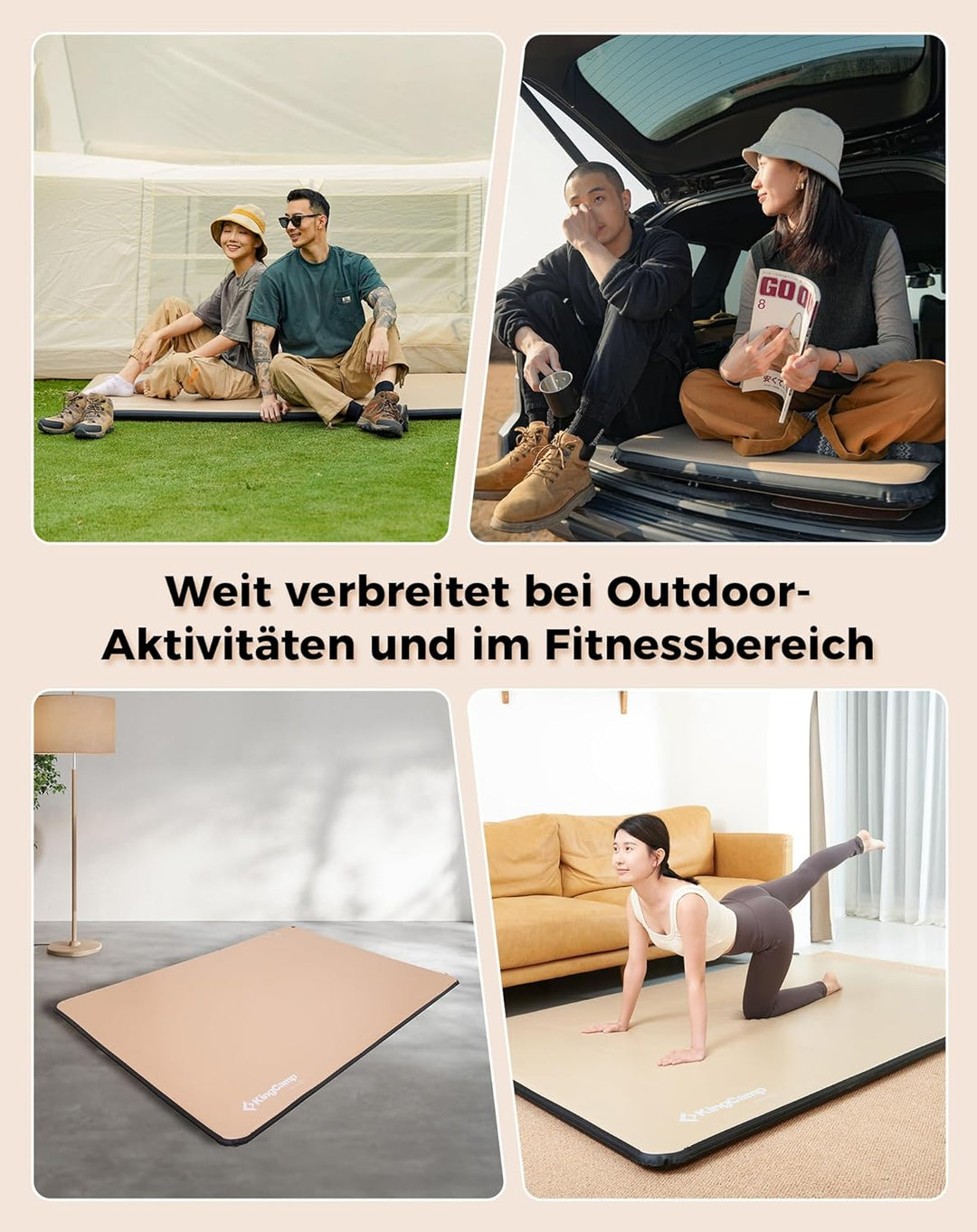 KingCamp Isomatte Camping 500KG Belastbar Aufblasbare Matratze 5cm Dicke Hohe Elastizität Stummschal