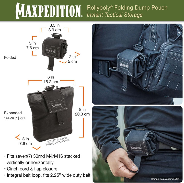 Maxpedition Faltbeutel Rollypoly Schwarz, Schwarz