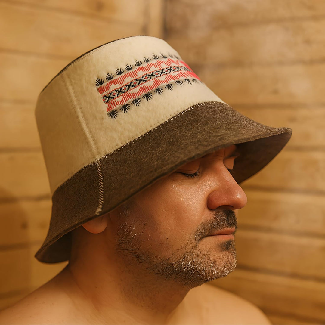 Saunahut Herren Perfekte Saunamütze aus 100% Filz - Sauna Hut Filzhut Sauna Mütze Herren Kopfbedecku