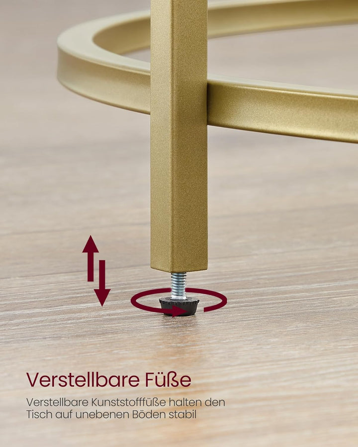 VASAGLE Couchtisch, Beistelltisch, Wohnzimmertisch rund, Glastisch mit Metallgestell, Hartglas, Nach