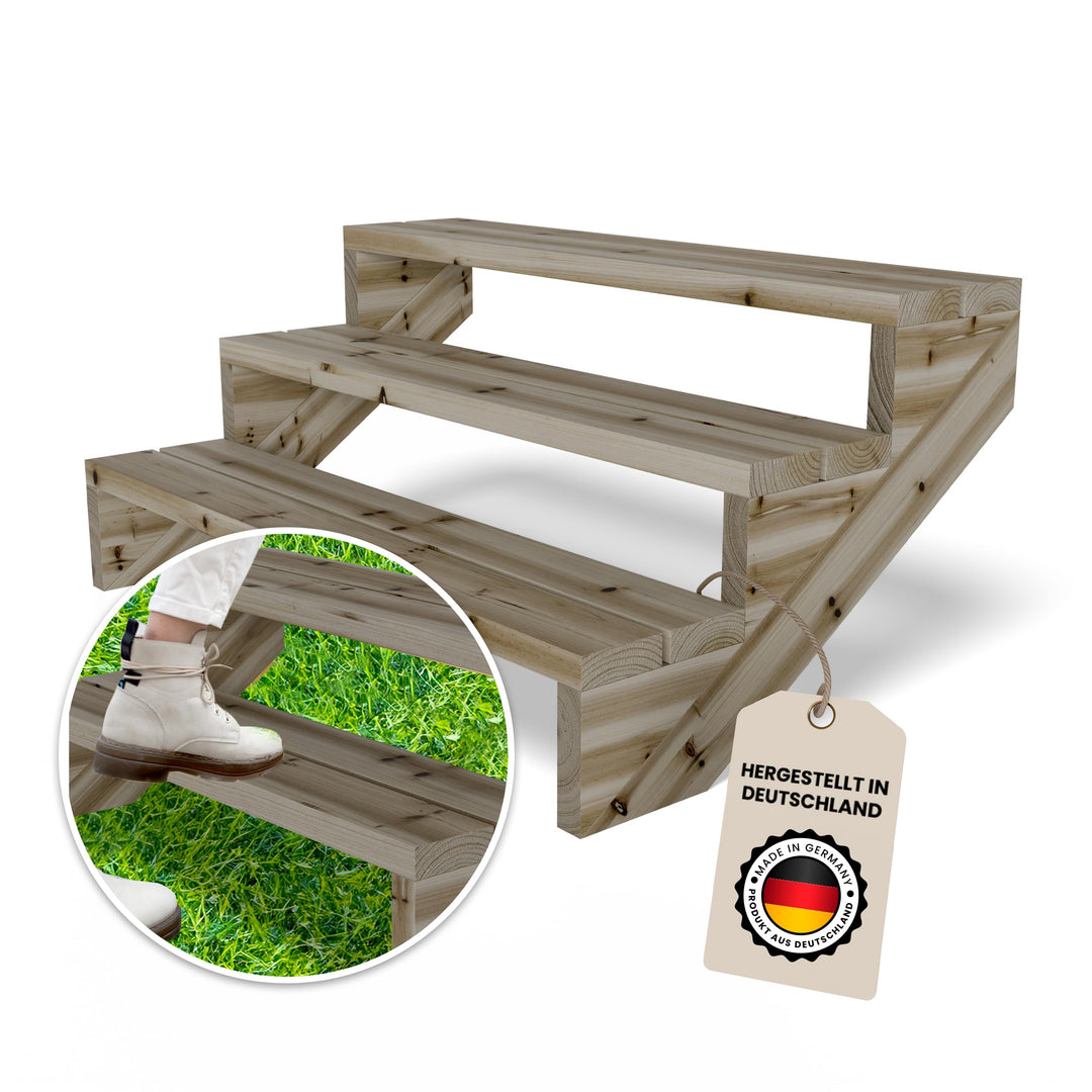 Gartenwelt Riegelsberger Terrassentreppe Breite 120 cm Treppe mit 3 Stufen Geschosshöhe 55 cm Massiv