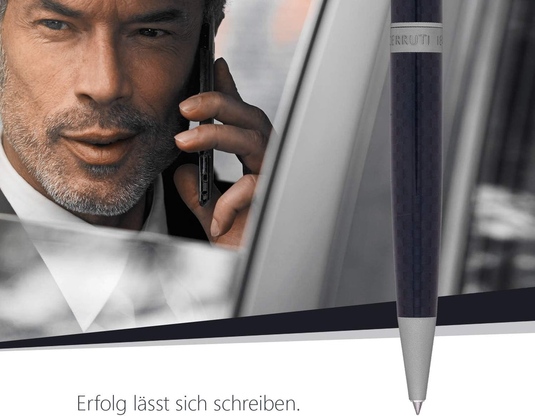 Cerruti 1881 Kugelschreiber „Fetter“ | Schreibstift aus Karbonfaser im italienischen Design | Blaue