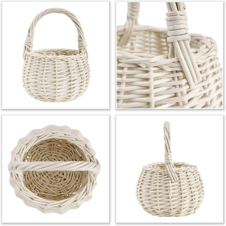 Creative Home Osterkorb Kleiner Weidenkorb Henkel Weiss Rund | Klein 10 x 10 x 16 cm (+/- 2 cm) | Ha