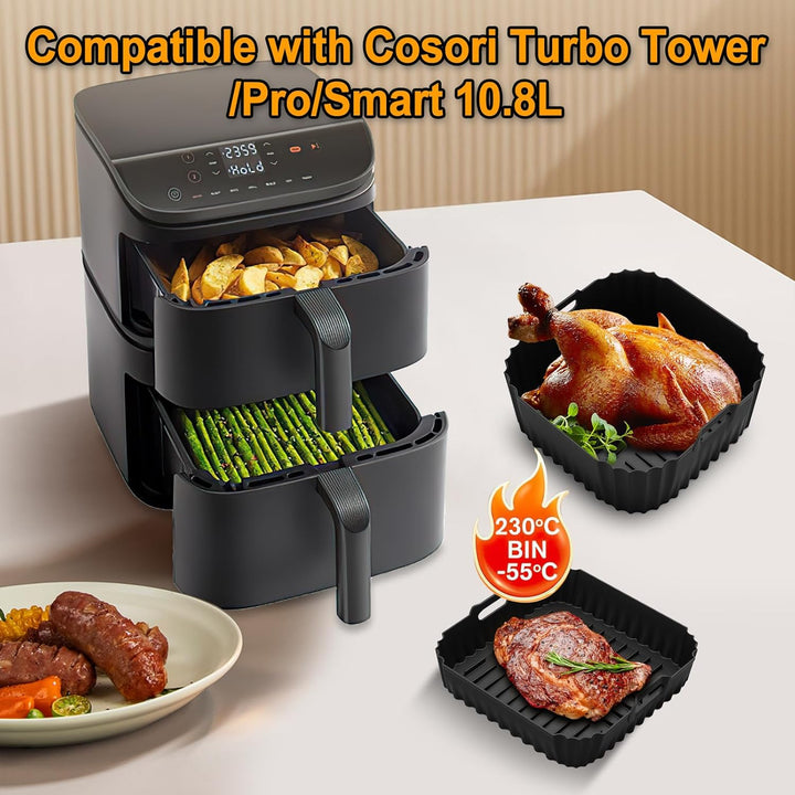 Heissluftfritteuse Zubehör für COSORI Turbo Tower Pro Smart 10,8L, BPA-frei Airfryer Silikonform für