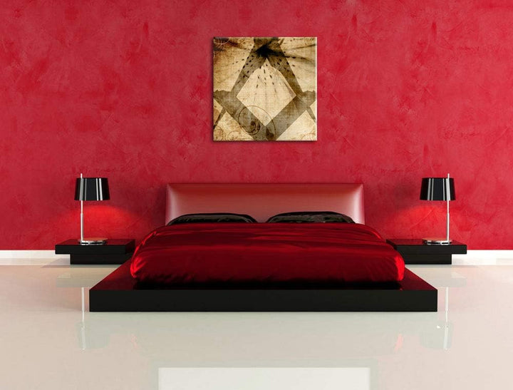 Freimauer Symbol, Format: 70x70 auf Leinwand, XXL riesige Bilder fertig gerahmt mit Keilrahmen, Kuns