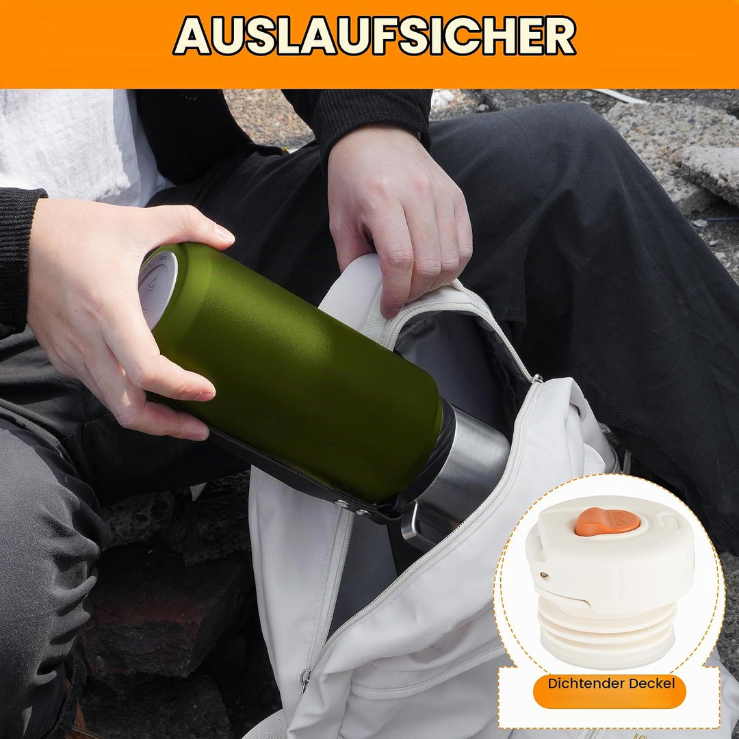 Edelstahl Thermosflasche mit Becher - 800ml Thermoskanne Doppelwandige Isolierkanne - Auslaufsicher