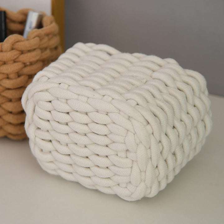 Aufbewahrungskorb Geflochten Baumwollseil 18x14x13CM Korb Geflochten Klein Korb Badezimmer Wickeltis