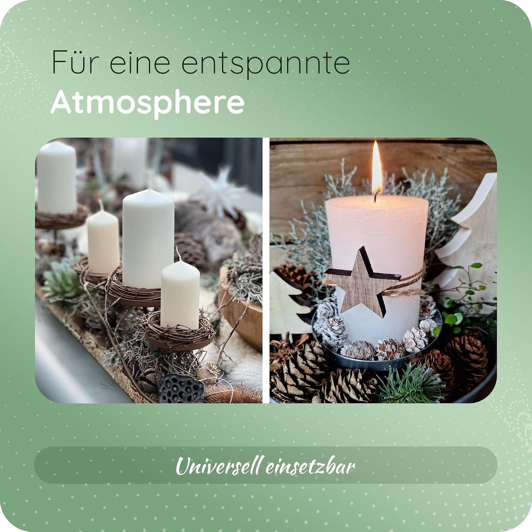 Novaliv 4X Kerzenpick Flach 6,5 cm GRAU Kerzenhalter für Adventskranz Kerzenpin Weihnachtskranz, 4