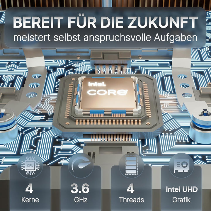 Mini-PC Intel® Celeron™ N150 • mit 8 GB DDR5 RAM, 256 GB SSD, Windows 11Pro • UHD Grafik • WiFi 6E,