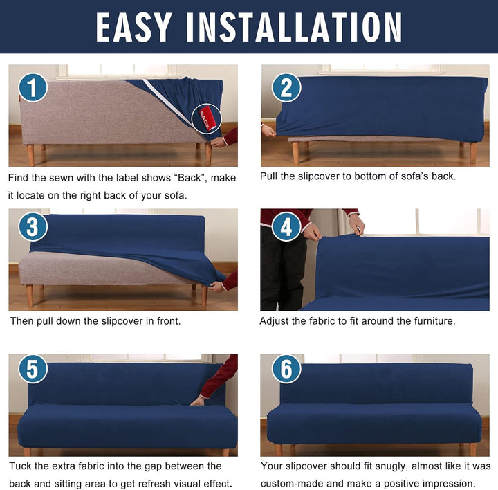 Mingfuxin Armlose Schlafsofabezüge, Stretch-Samt Futon Couchbezug Dicke weiche gemütliche Sofa Schon