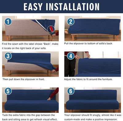 Mingfuxin Armlose Schlafsofabezüge, Stretch-Samt Futon Couchbezug Dicke weiche gemütliche Sofa Schon