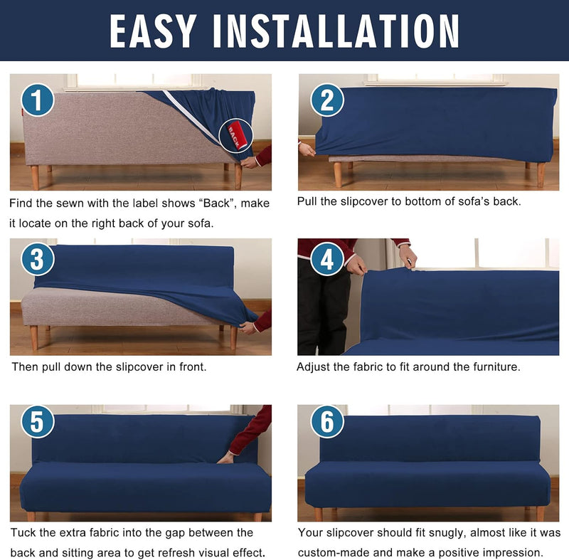 Mingfuxin Armlose Schlafsofabezüge, Stretch-Samt Futon Couchbezug Dicke weiche gemütliche Sofa Schon