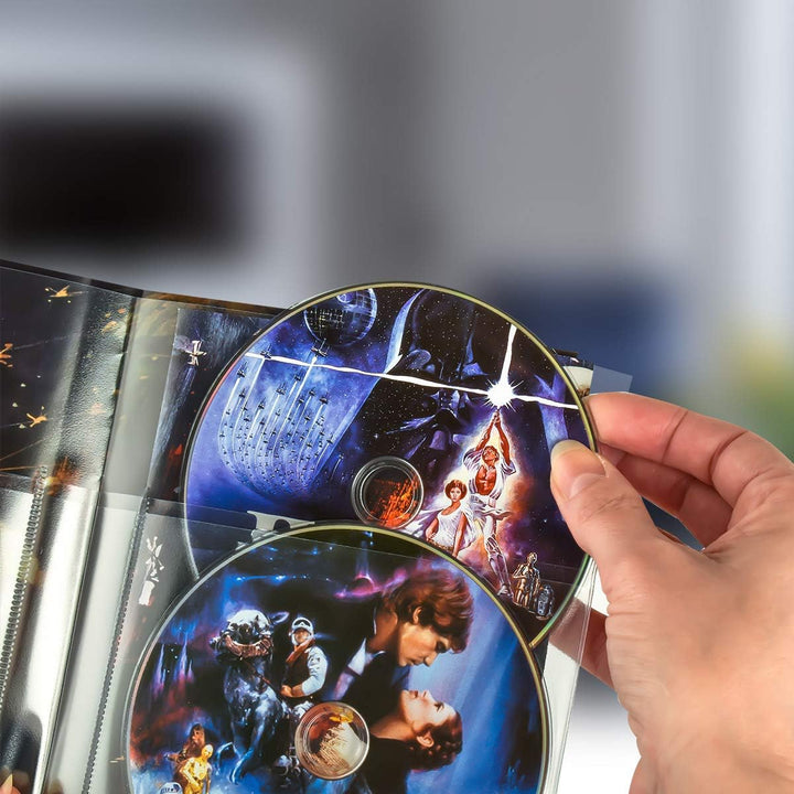 3L 4fach DVD Hüllen mit Platz für 4 DVDs mit Covertasche – 10 Stück - Praktische & Platzsparende Auf