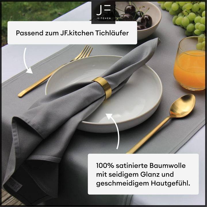 12 Stoffservietten mit Faltanleitung aus extra hochwertiger Baumwolle 40x40cm (Grau) Grau 12er Set (