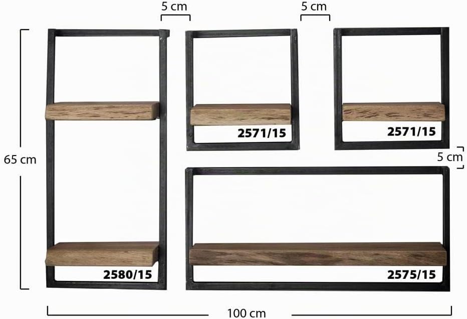 RINGO-Living Massivholz Regal Alani in Natur-hell und Schwarz-matt 300mm 300 mm, 300 mm