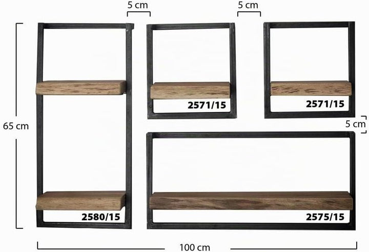 RINGO-Living Massivholz Regal Alani in Natur-hell und Schwarz-matt 300mm 300 mm, 300 mm