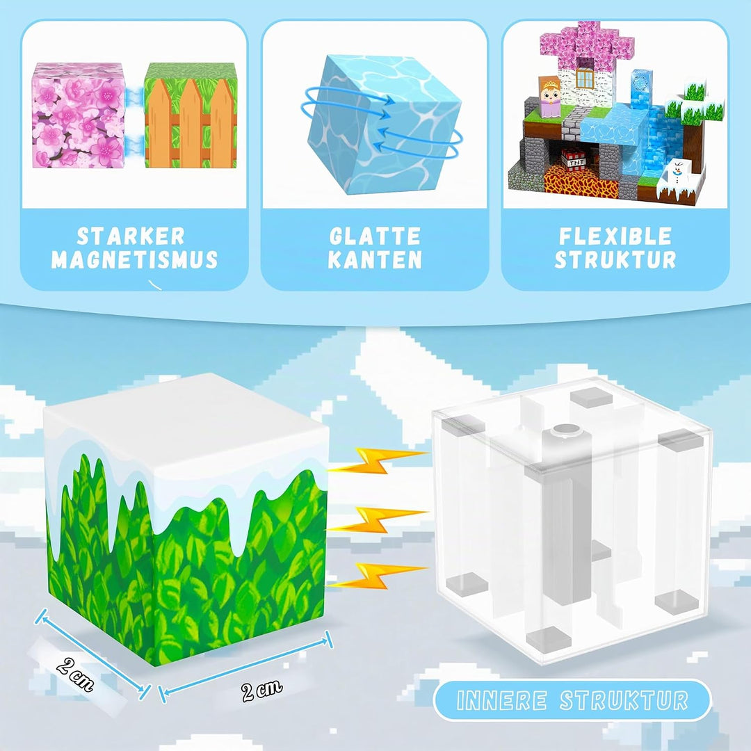 Magnetische Bausteine 150 Teile Lavawald Set - Magnetbausteine für Kinder mit Lava, Gletscher, Wald
