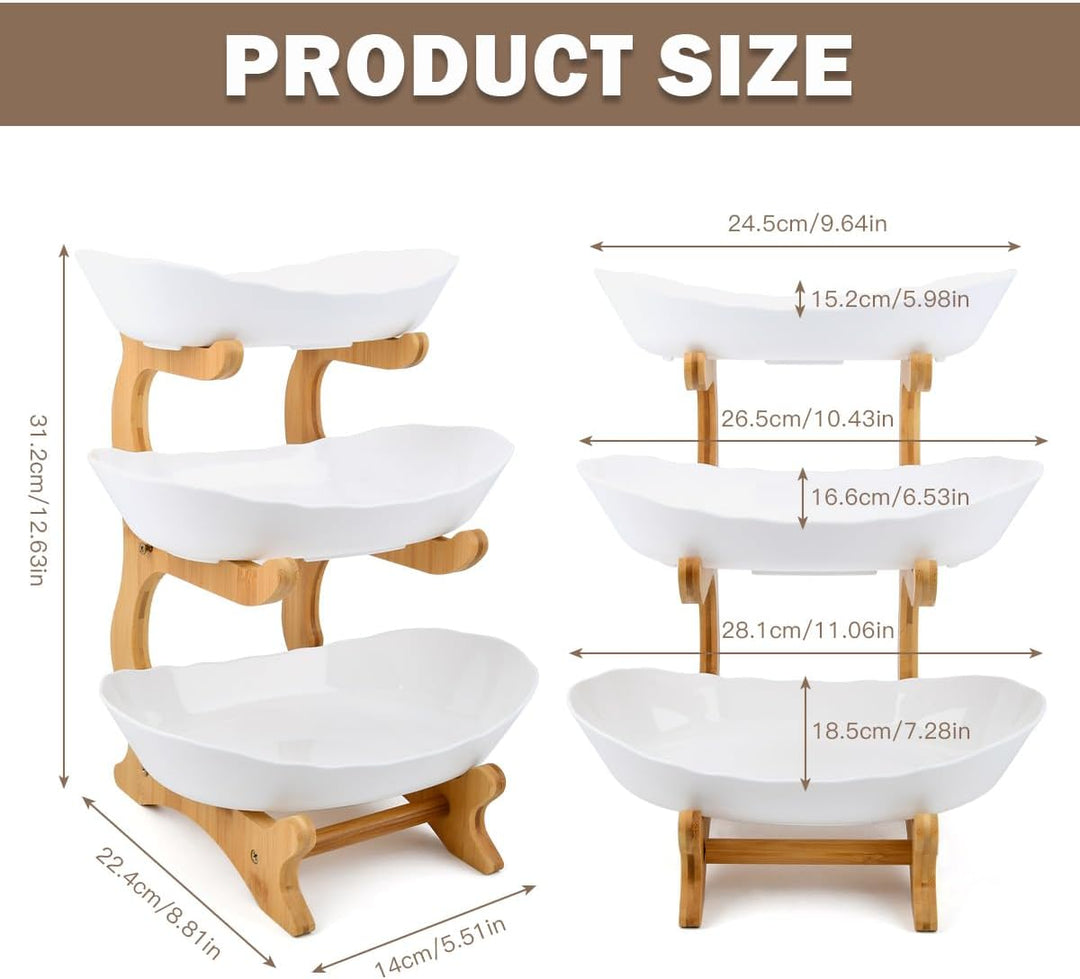 DODUOS Obst Etagere 3 Stöckig Kunststoff obstschale ,Weiss Obstkorb Etagere 3 Stöckig,Etagere 3 Etag