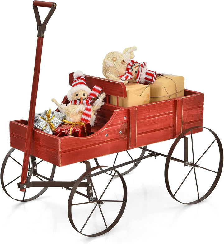 SOARS Blumenständer, Blumenwagen mit 4 Rädern aus Metall, Pflanzenständer aus Massivholz, Blumenkast