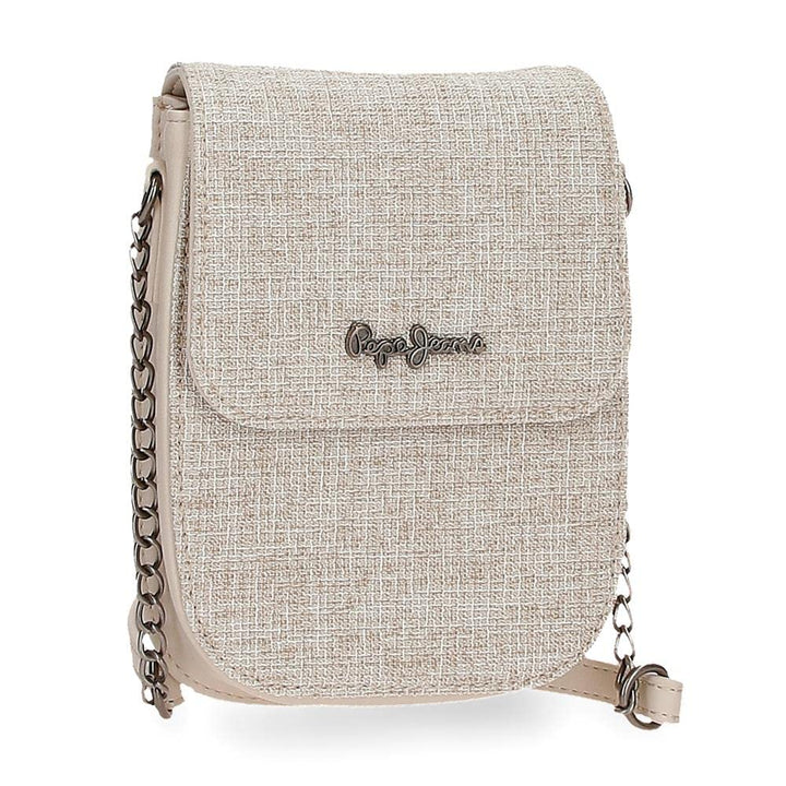 Pepe Jeans Maddie Mobile Umhängetasche Beige 13,5x17,5x4 cm Polyester mit Details aus Kunstleder Bei