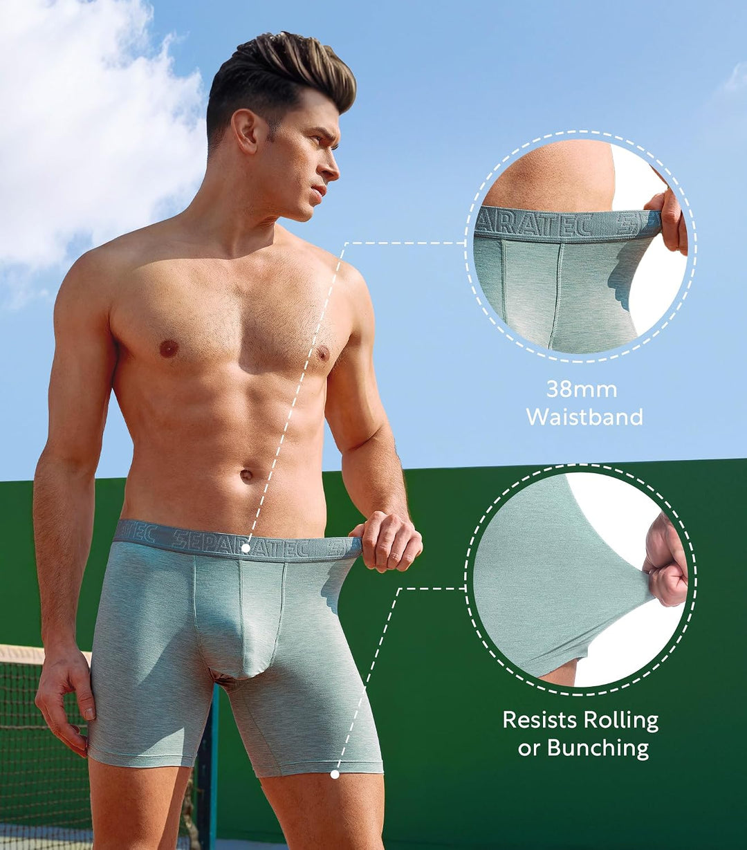 Separatec Herren Boxershorts 4er Pack Doppelbeutel Dual Pouch, Bambus Unterhosen Männer, Stretcken H