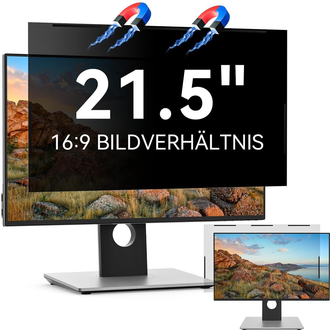 Magnetischer Computer Sichtschutzfolie 21.5 Zoll 16:9, Anti Blaulicht Blendschutz Displayschutz, 21.