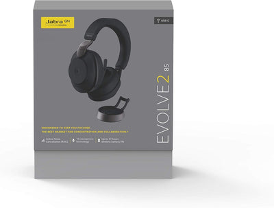 Jabra Evolve2 85 Wireless PC Headset – Noise Cancelling UC Certified Stereo Headphones With Long-Las