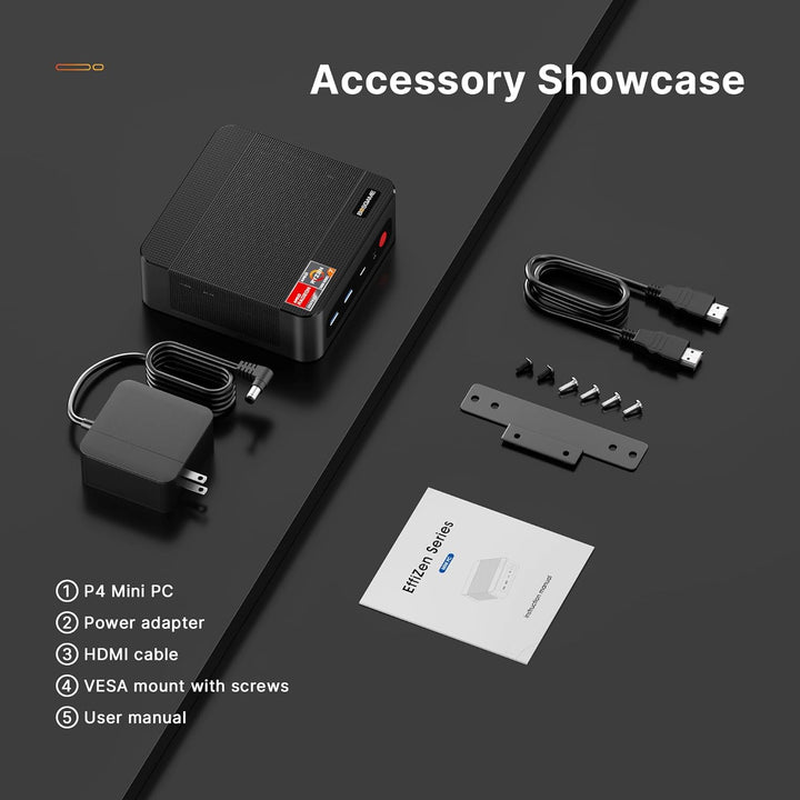 BOSGAME P4 Plus Dual 2.5G LAN Mini Gaming-PC, AMD Ryzen 7 5825U Prozessor (bis zu 4,5 GHz), Windows