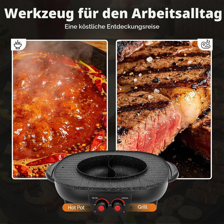 2 in 1 Hot Pot Küche Multifunktions BBQ Elektro Hotpot Ofen Rauchfreie Grillpfanne Grillmaschine Ele