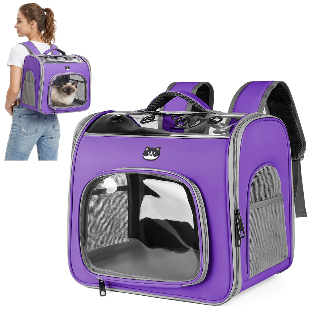 ALLSOPETS Katzenrucksack für Grosse Katzen und Kleine Hunde, Atmungsaktiver Haustieren Rucksack mit