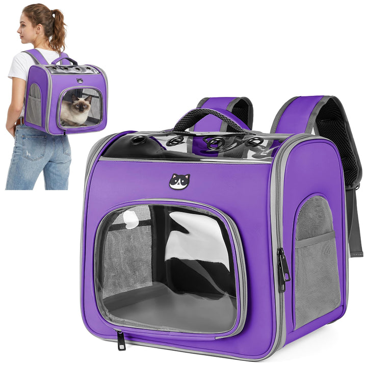 ALLSOPETS Katzenrucksack für Grosse Katzen und Kleine Hunde, Atmungsaktiver Haustieren Rucksack mit