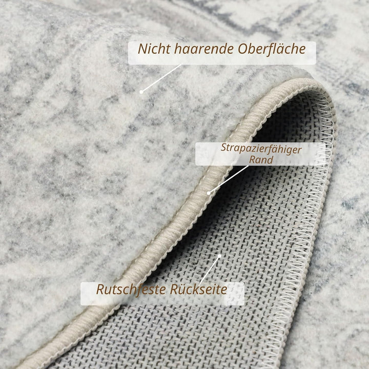 Homcomodar Vintage Flur Runner Teppiche 60x150cm Waschbare Distressed Kitchen Runner Teppiche mit Gu