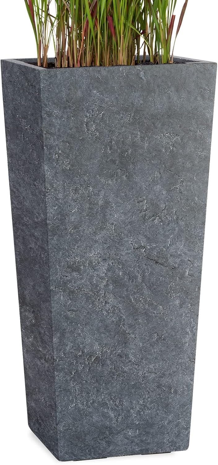 Pflanzwerk® Pflanzkübel Bodenvase Fiberglas Conic Lava ANTHRAZIT 80x40x40cm *Frostbeständige Blumenk