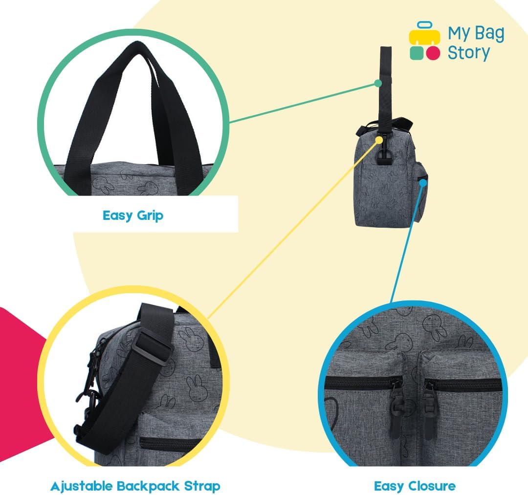 mybagstory - Wickeltasche mit grosser Kapazität mit Wickelunterlage Motiv Miffy – Grösse 40 cm – ver