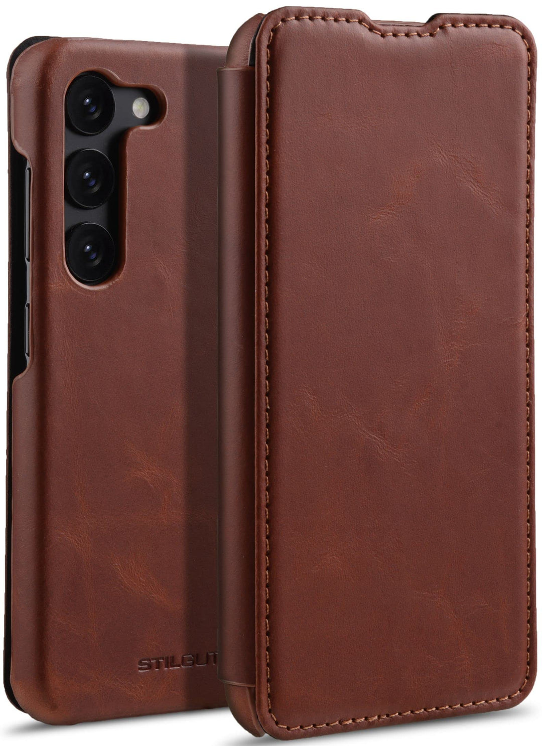 STILGUT Book Case kompatibel mit Samsung Galaxy S23 Hülle aus Leder, Lederhülle, Klapphülle, Handyhü
