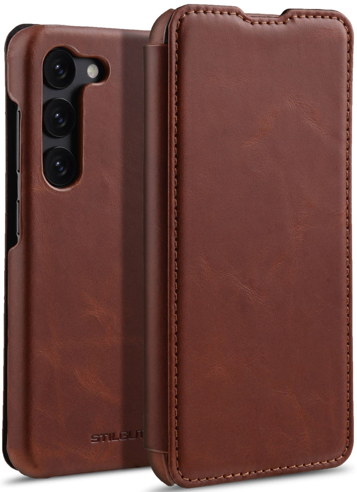 STILGUT Book Case kompatibel mit Samsung Galaxy S23 Hülle aus Leder, Lederhülle, Klapphülle, Handyhü