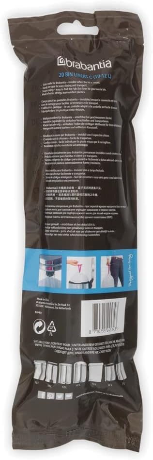 Brabantia Müllbeutel, extra stark, perfekte Passform, Grösse C, 10–12 l, 5 Stück 5 20 Count (Pack of