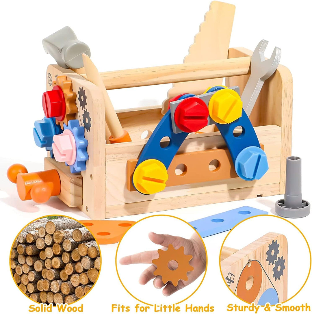 Werkzeugkoffer Kinder Werkbank mit Schürze Kinderwerkzeug Montessori Spielzeug, Geschenk Junge Mädch