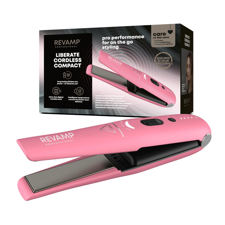 REVAMP Liberate Haarglätter Kabellos Keramik - Kompakt, Rosa Rose, Rose