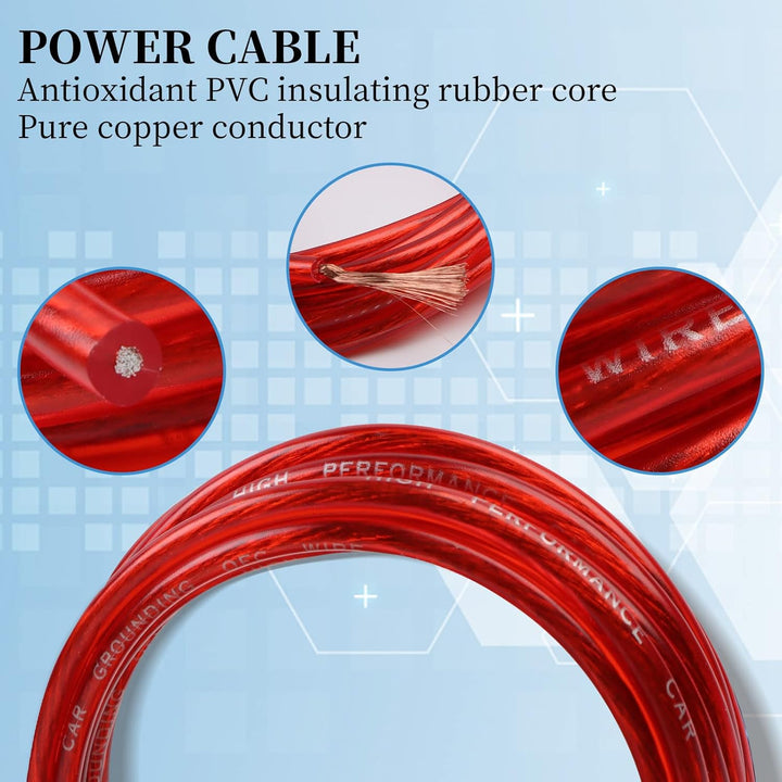 Verstärker Kabelsatz, Anschluss-Set Auto Verstärker Kabel Set, Subwoofer Kabel Set Endstufe Kabel, C