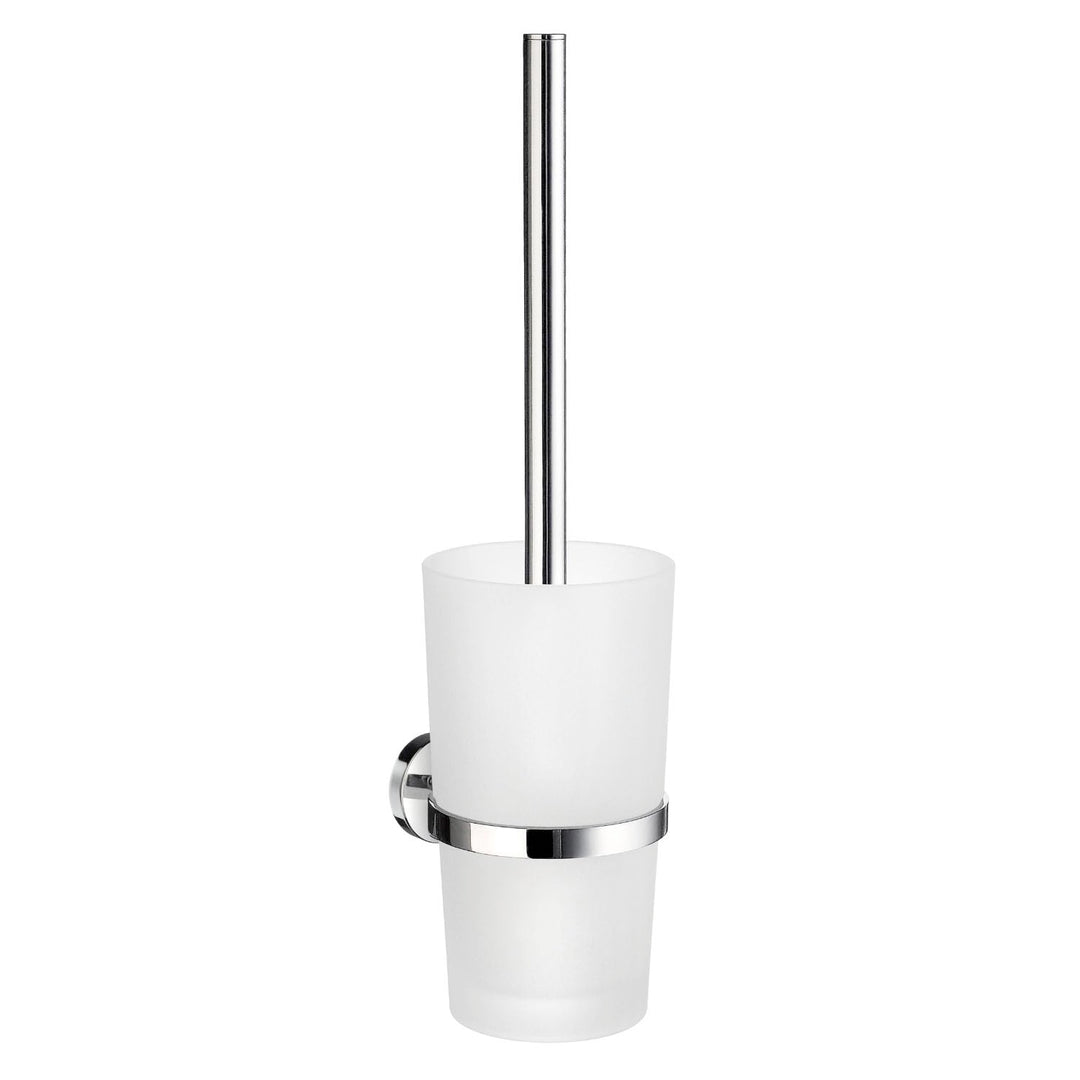 Smedbo K11424 Toilet Brush Wallmount, Polished Chrome HK333 Home Glass Container, Silver, 10.8 x 11