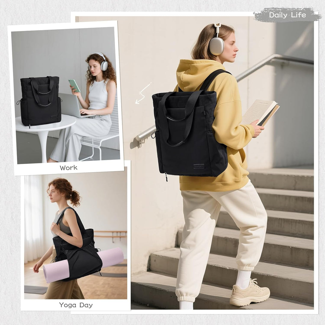 GOLF SUPAGS Convertible Laptop Rucksack Damen Yogatasche Sporttasche, Gesteppte Tragetasche, Yogamat